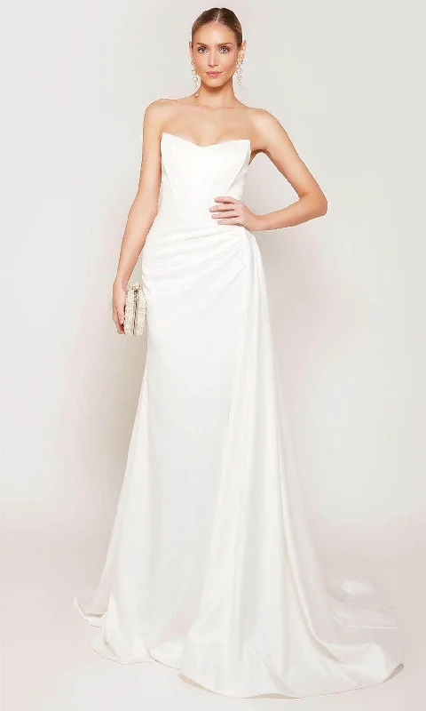 Satin Dress Alyce Paris 7093 - Wide V-Neck Corset Bodice Wedding Dress