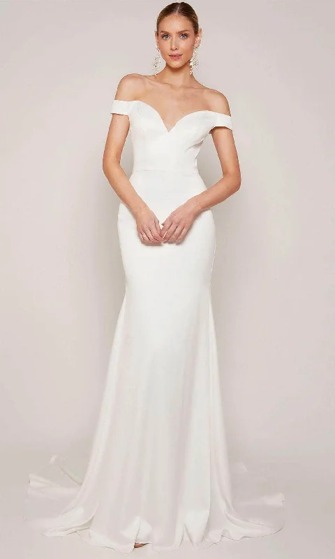 Simple Gown Alyce Paris 7098 - Off Shoulder Trumpet Wedding Dress