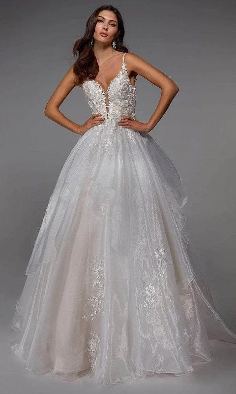 Embroidered Gown Alyce Paris - Deep V Neck Bridal Ballgown 7047 - 1 pc Ivory Sand in Size 8 Available Embroidered Gown Alyce Paris - Deep V Neck Bridal Ballgown 7047 - 1 pc Ivory Sand in Size 8 Available