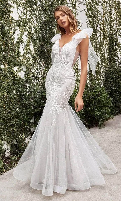 Shimmering Dress Andrea and Leo - V-Neck Embroidered Wedding Gown A1039W - 1 pc Off White in Size 6 Available