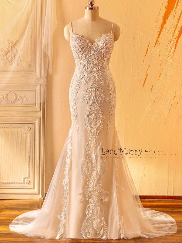 Modern Gown ARIA / Amazing Wedding Dress with Swirl Appliques