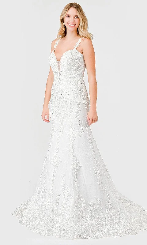 Dramatic Train Gown Aspeed Design MS0009 - Square Back Embroidered Bridal Dress