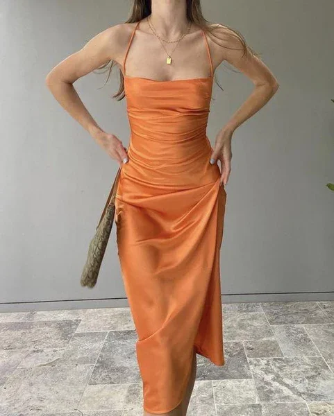 Elegant Satin Dress Simple Satin Backless Prom Evening Dress Wedding Guest Dress,DP1450 Elegant Satin Dress Simple Satin Backless Prom Evening Dress Wedding Guest Dress,DP1450