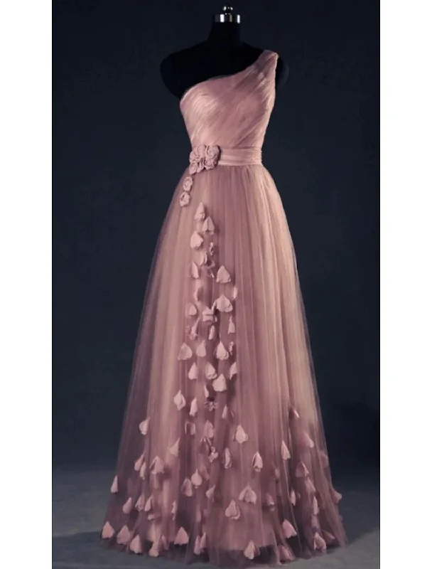 Grand Ballroom Gown One Shoulder A-Line Tulle Long Prom Dress Formal Party Dress,DP1456 Grand Ballroom Gown One Shoulder A-Line Tulle Long Prom Dress Formal Party Dress,DP1456