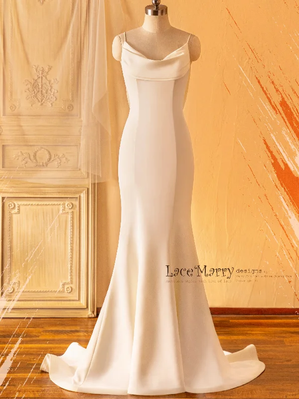 Strapless Dress BRITA / Plain Wedding Dress with Draped Design Neckline and Back