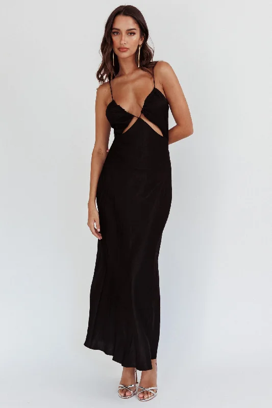 Boho Gown Casa Nova Cut-Out String Dress Black