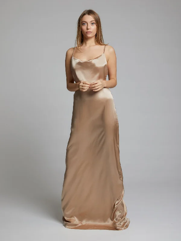 Charlotte champagne silk dress