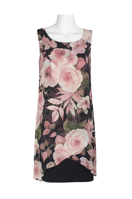 Connected Apparel Floral Print Tiered Short Dress