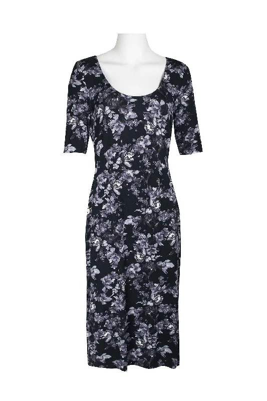 Connected Apparel Short Long Sleeve Floral Dress