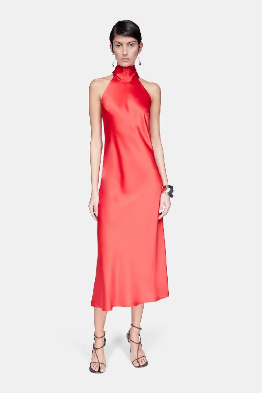 High Slit Gown Cropped Sienna Dress - Sunset Red