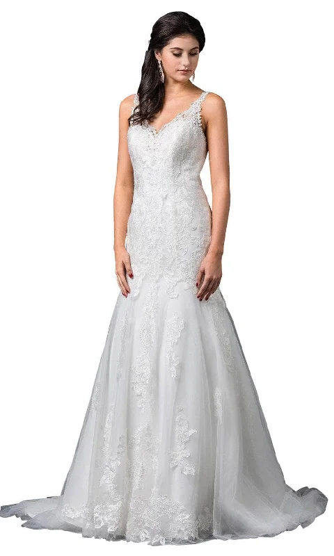 Short Sleeve Dress Dancing Queen 0068 - V-Neck Open Back Wedding Dress