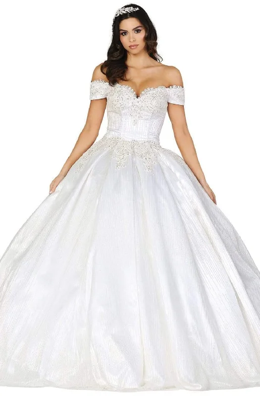 Regal Satin Gown Dancing Queen - 147 Embellished Off-Shoulder Wedding Dress