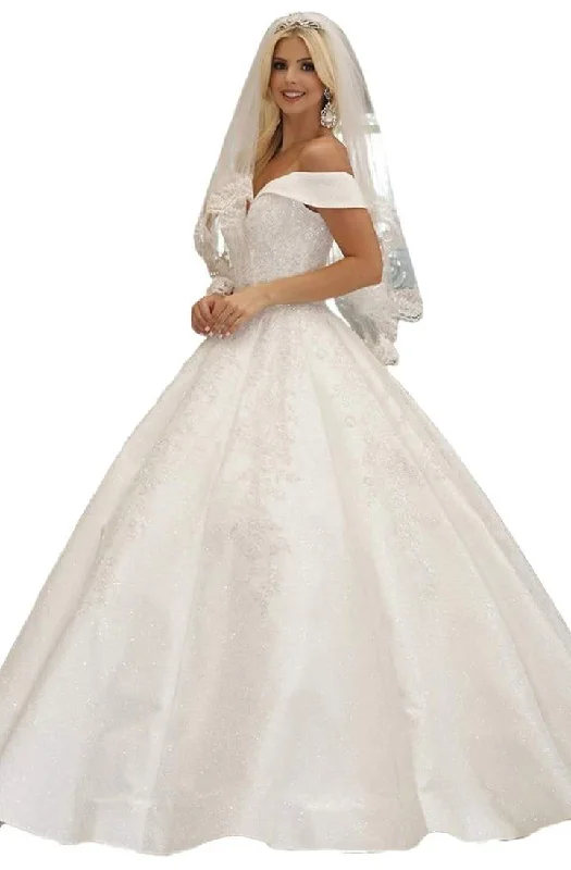 Scalloped Edge Dress Dancing Queen - Embellished Off-Shoulder Ballgown 158