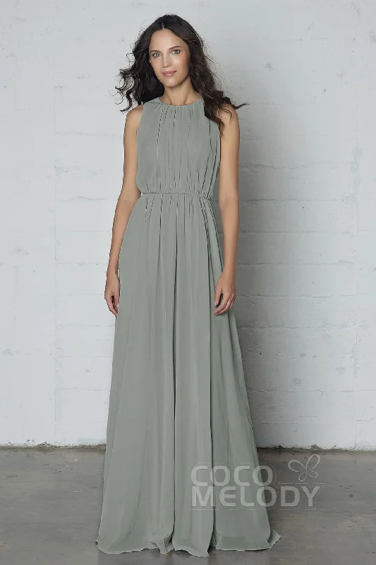 Flowy Chiffon Dress Sheath-Column Floor Length Chiffon Dress PR17020
