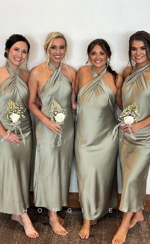 Silk Organza Gown HB073 - Sexy Satin Fitted Halter Empire Sleeveless Prom Party Bridesmaid Dress Silk Organza Gown HB073 - Sexy Satin Fitted Halter Empire Sleeveless Prom Party Bridesmaid Dress
