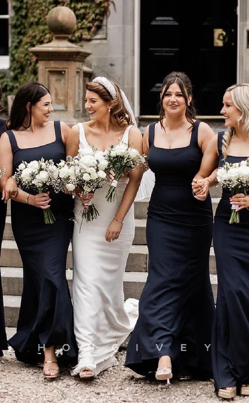 Contemporary Bridal Gown HB092 - Sexy Satin Trumpet Square Straps Empire Floor-Length Prom Party Bridesmaid Dress Contemporary Bridal Gown HB092 - Sexy Satin Trumpet Square Straps Empire Floor-Length Prom Party Bridesmaid Dress