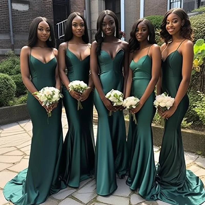 Sparkly Gown HB8109 - Deep V Stain Sexy Green Stain Sweep/Brush Train Spaghetti Straps Maxi Dresses Bridesmaid Sparkly Gown HB8109 - Deep V Stain Sexy Green Stain Sweep/Brush Train Spaghetti Straps Maxi Dresses Bridesmaid