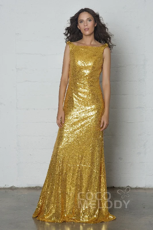 Illusion Neckline Dress Sheath-Column Floor Length Sequined Dress COZF17020