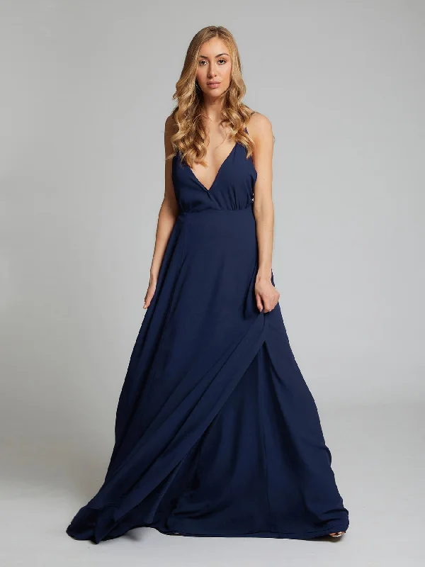 Evelyn wrap navy blue sample dress