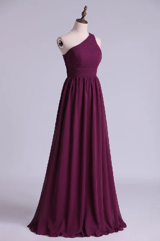 Grape One Shoulder A-Line Bridesmaid Dress