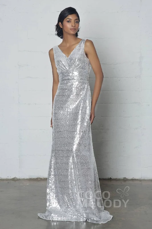 Vintage Lace Dress Sheath-Column Floor Length Sequined Dress COZF17021