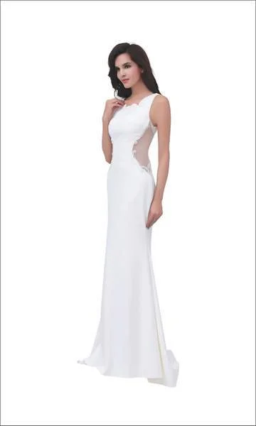 Illusion Neckline Dress J'Adore Dresses - Scoop Illusion Side Cutouts Swirl Appliques Sheath Dress J11353 Illusion Neckline Dress J'Adore Dresses - Scoop Illusion Side Cutouts Swirl Appliques Sheath Dress J11353