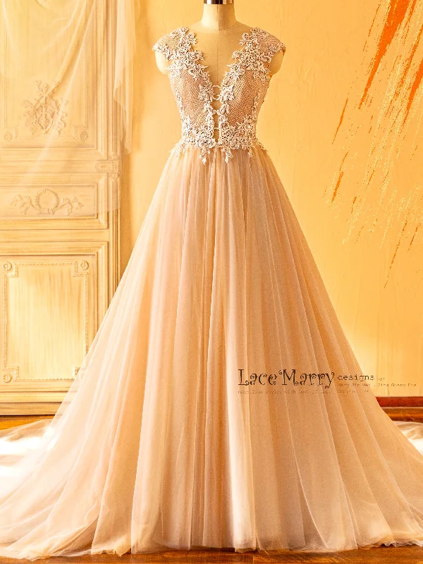 Shimmering Dress JAKIARA / A Line Wedding Dress with Gorgeous Rhombus Design