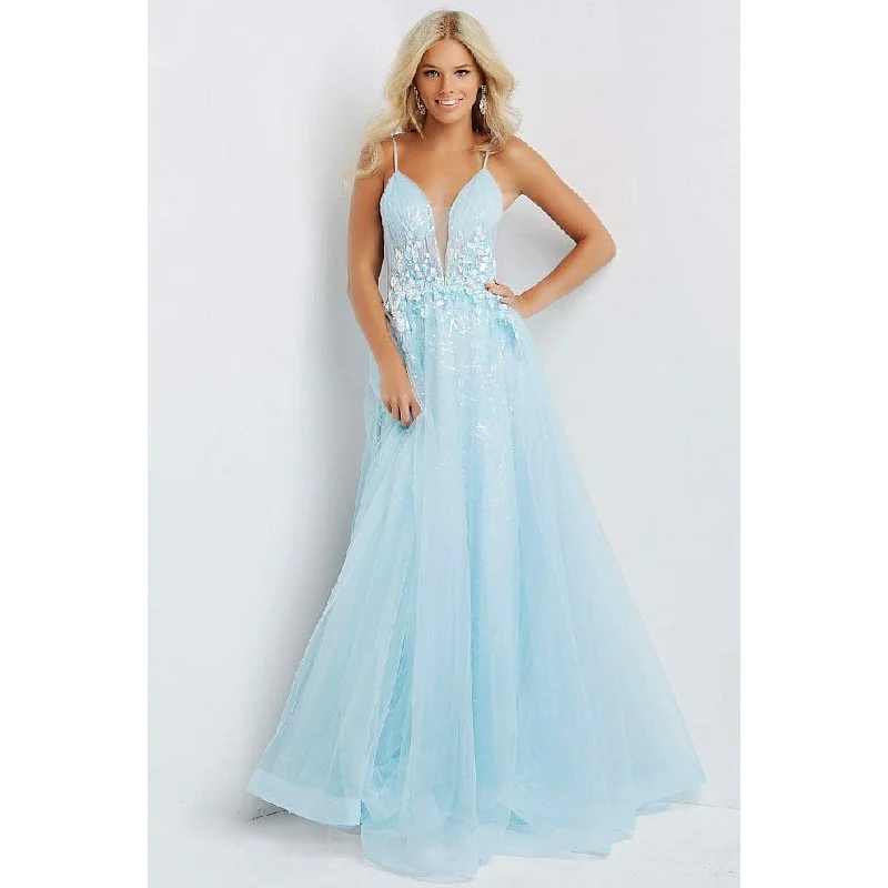 Beaded Dress JNV by Jovani  JVN07637 Floor length A line tulle prom gown