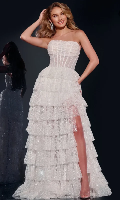 Shimmering Dress Jovani 40031 - Tiered A-line Prom Dress