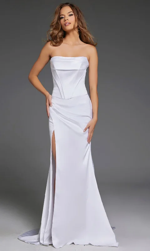 Traditional Gown Jovani 42355 - Draped Satin Prom Dress