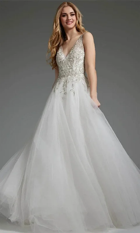 Hand-Beaded Gown Jovani JB03500 - Beaded V-Neck Bridal Gown