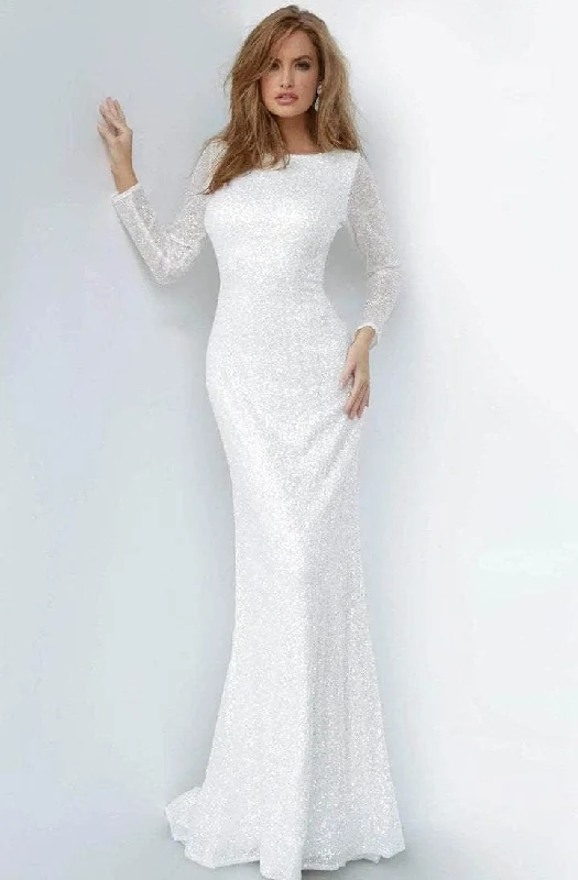 Minimalist Gown Jovani - Long Sleeve Glitter Evening Dress 2927SC
