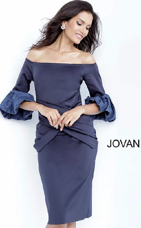 Jovani 1023 Knee Length Off Shoulder Cocktail Dress