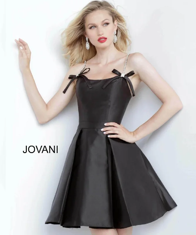 Jovani 00198 Short Spaghetti Strap Cocktail Dress