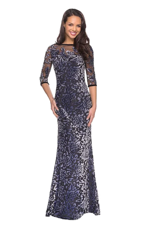 Embroidered Satin Dress La Femme 25521 Dress