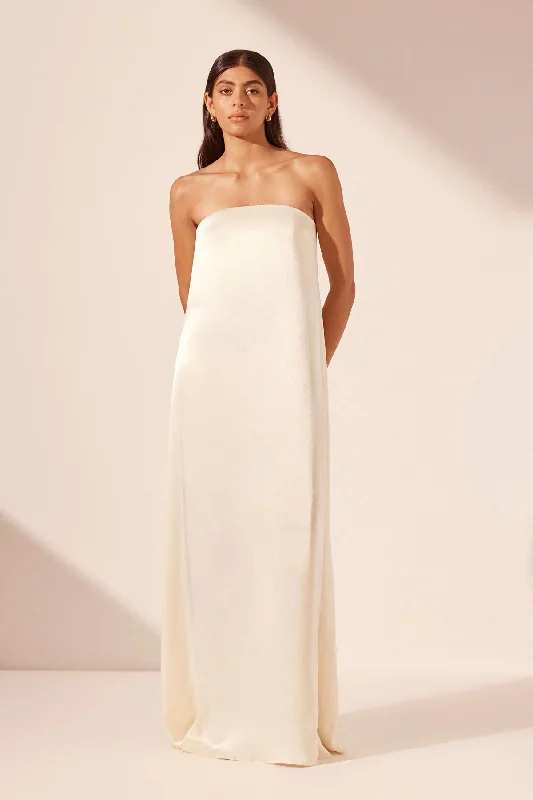 Vintage Lace Dress LA LUNE STRAPLESS COLUMN MAXI DRESS - CREAM