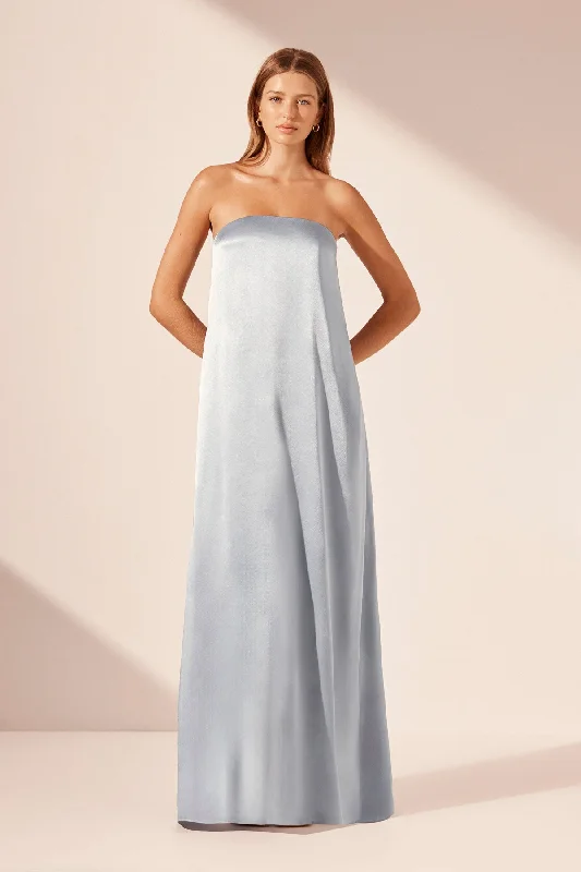 Empire Waist Gown LA LUNE STRAPLESS COLUMN MAXI DRESS - POWDER BLUE