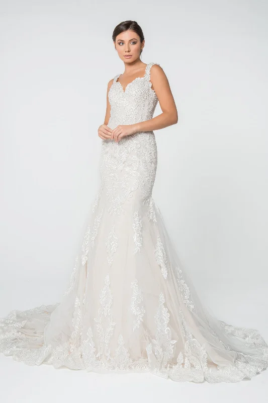 Lace and Jewel Embellished Mermaid w/ Tail Long Wedding Dress GLGL2819