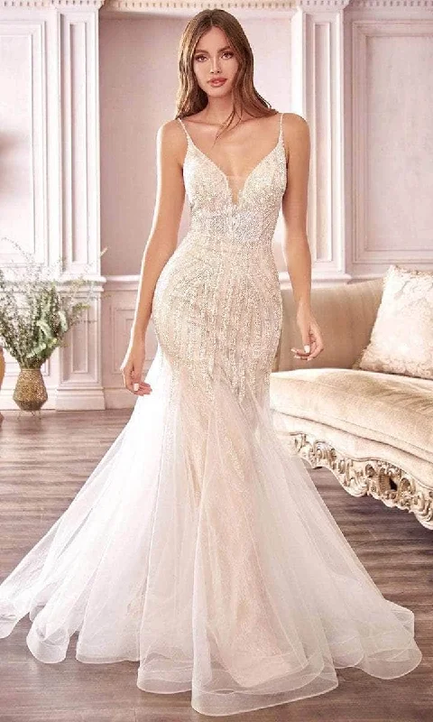 Chiffon Dress Ladivine Bridal - V-Neck Mermaid Bridal Gown CDS401