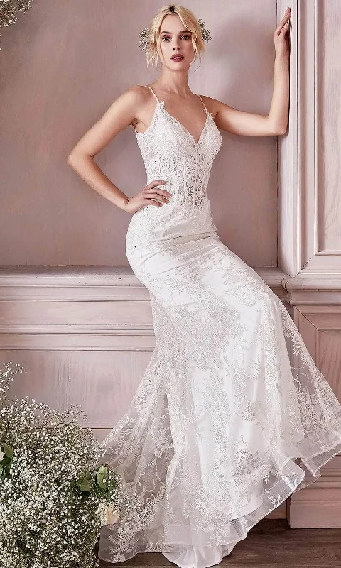 Ruched Bodice Dress Ladivine Bridal J825W - V-neck Wedding Gown