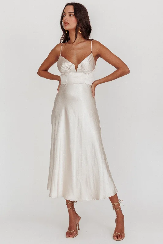 Vintage Gown Lake Como A-Line Midi Dress Champagne