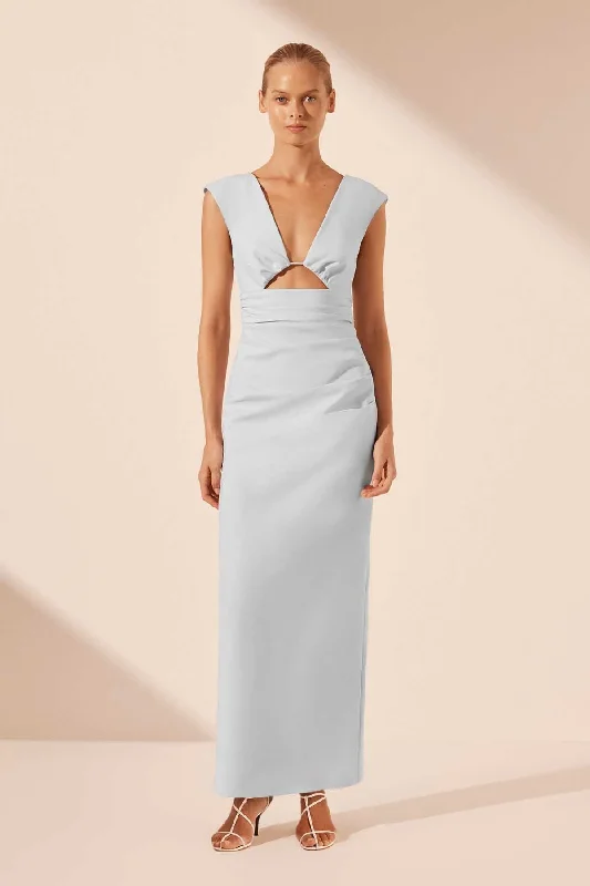 Traditional Gown LANI PLUNGED CUT OUT MAXI DRESS - SKY