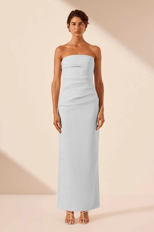 Grand Ballroom Gown LANI STRAPLESS DRAPED MAXI DRESS - SKY