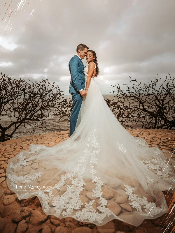 Beaded Dress LILY / Gorgeous Custom Wedding Dress with Deep Plunge Neck