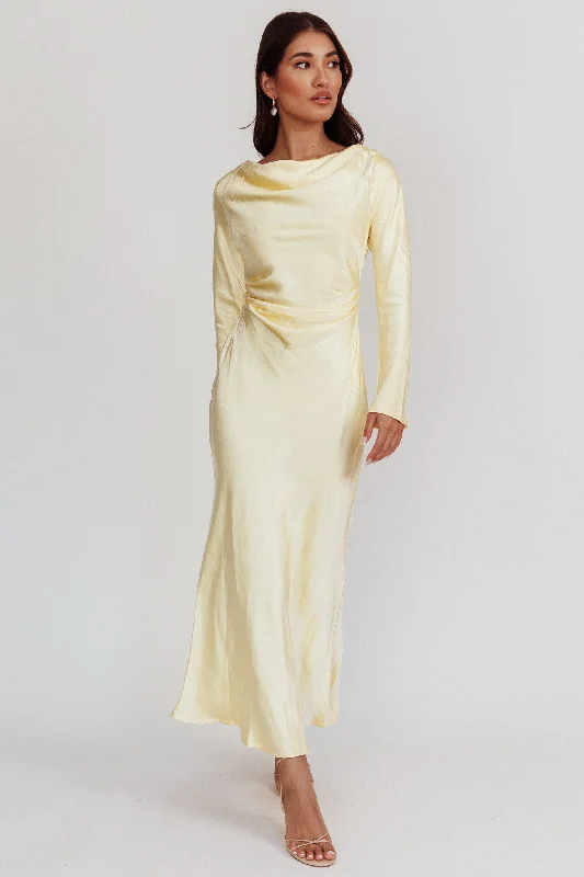 One-Shoulder Gown Loveland Cowl Back Midi Dress Butter