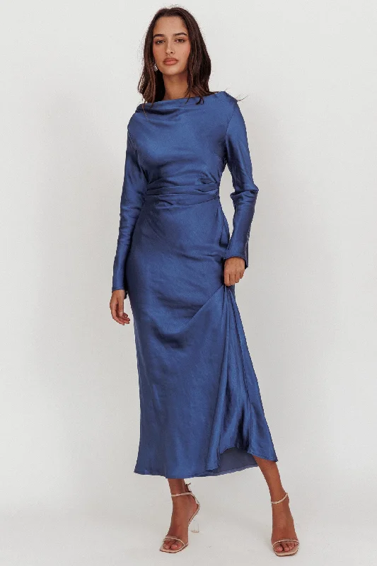 Sparkle Ball Gown Loveland Cowl Back Midi Dress Navy