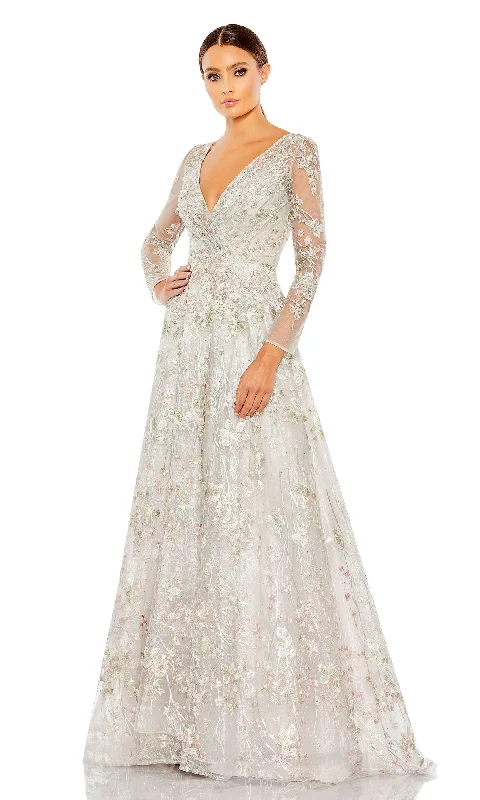 Silver Embellished Gown Mac Duggal Long Formal Dress 20402