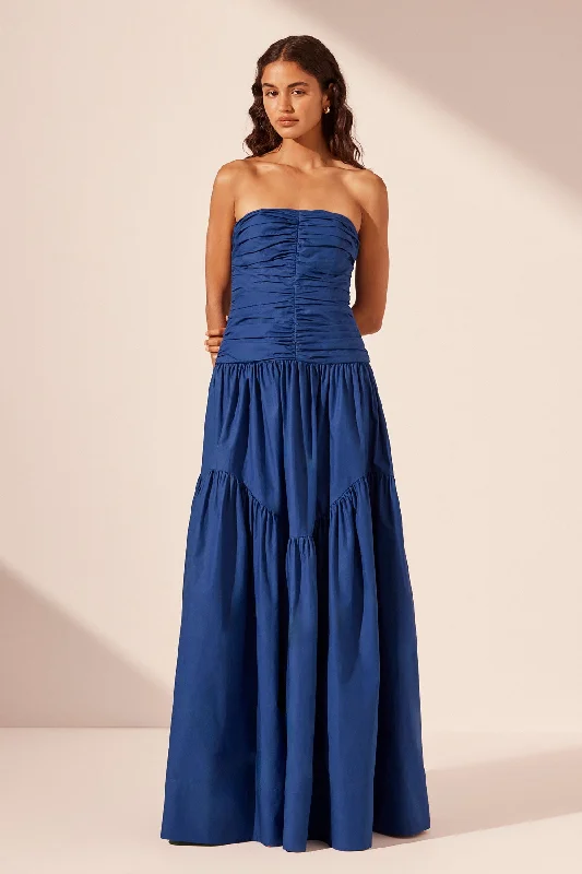 Garden Wedding Dress MAIORI CONTOUR RUCHED MAXI DRESS - AZURE