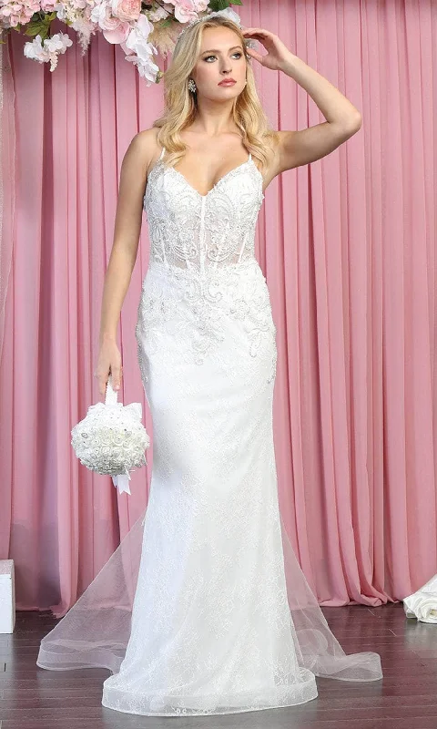 Chic Wedding Gown May Queen RQ7897 - Sleeveless Low cut V-neck Wedding Gown
