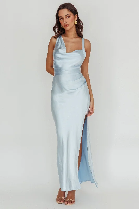 Garden Wedding Dress Midnight Sun Asymmetrical Strap Maxi Dress Blue
